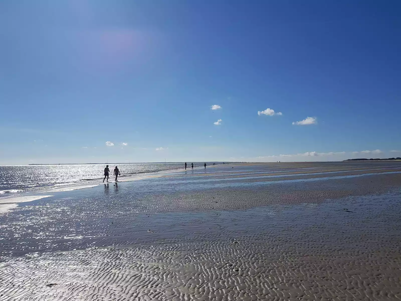 Spaziergänger bei Ebbe im Wattenmeer vor Föhr